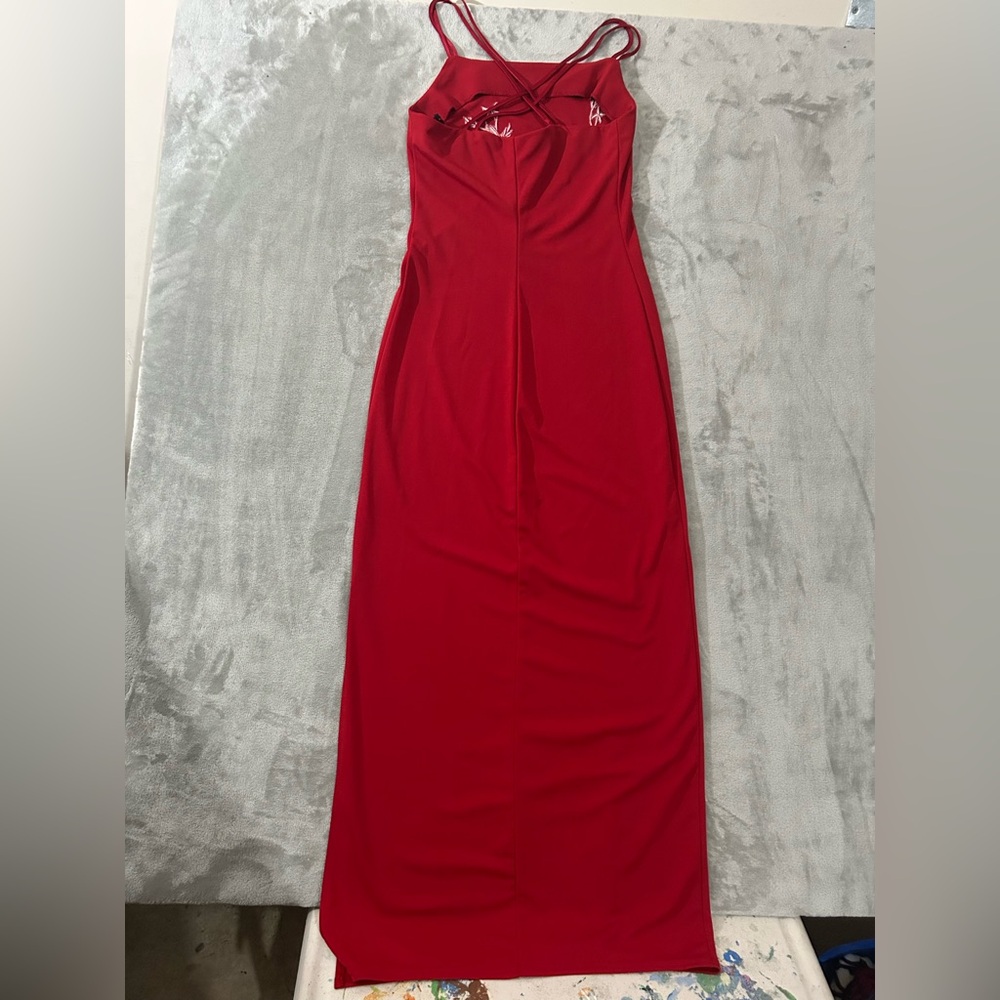 Vintage City triangles square neck maxi floral red dress - Picture 13 of 15